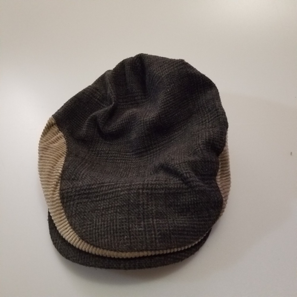 Vintage Newsboy Cap Hat Brown Plaid Corduroy Lined Unisex Classic Style